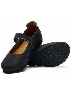 Leren ballerina's zwart