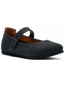 Leren ballerina's zwart