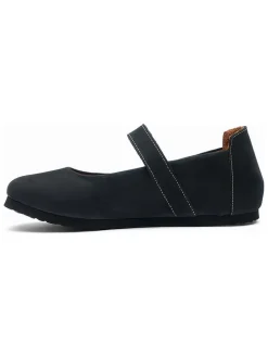 Leren ballerina's zwart