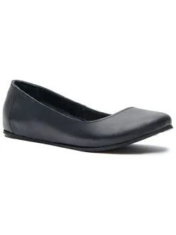 Leren ballerina's zwart