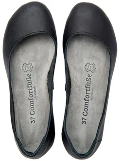 Leren ballerina's zwart