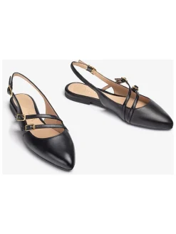 Leren ballerina's zwart