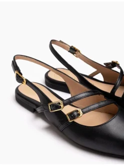 Leren ballerina's zwart