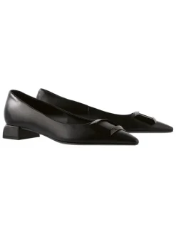 Leren ballerina's zwart