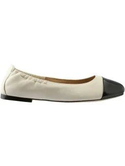 Leren ballerina's zwart/crème