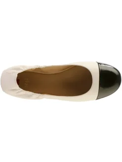 Leren ballerina's zwart/crème