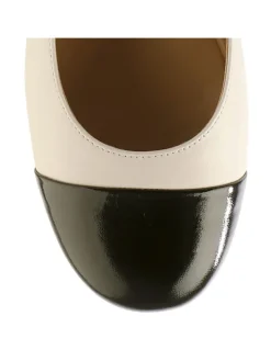 Leren ballerina's zwart/crème