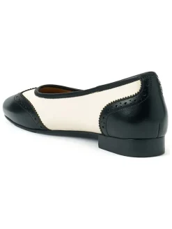 Leren ballerina's zwart/crème