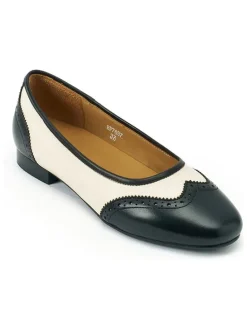 Leren ballerina's zwart/crème