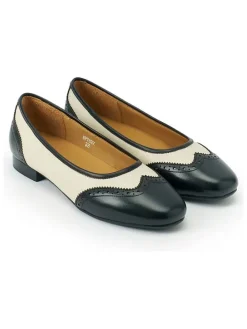 Leren ballerina's zwart/crème