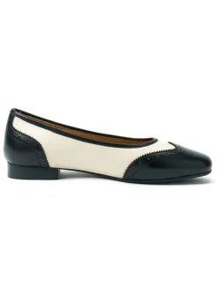 Leren ballerina's zwart/crème