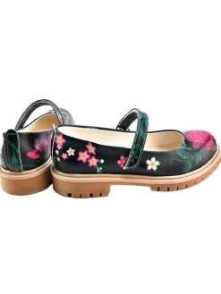 Leren ballerina's zwart/meerkleurig