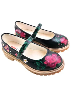 Leren ballerina's zwart/meerkleurig