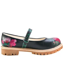 Leren ballerina's zwart/meerkleurig