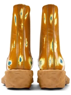 Leren boots lichtbruin/geel/lichtblauw