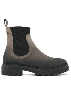 Leren chelseaboots antraciet/beige