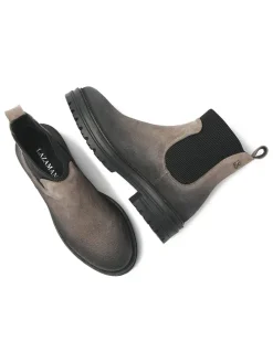 Leren chelseaboots antraciet/beige
