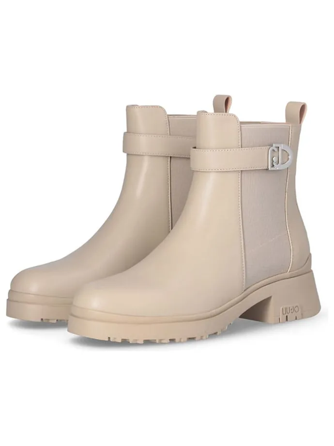 Leren chelseaboots beige