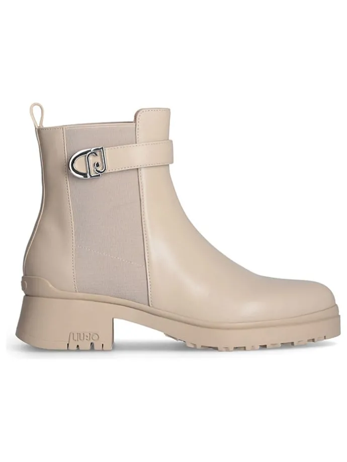 Leren chelseaboots beige