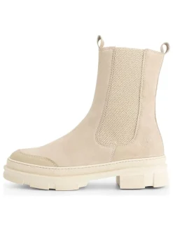 Leren chelseaboots beige