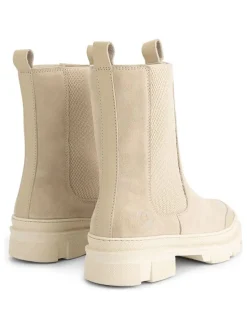 Leren chelseaboots beige