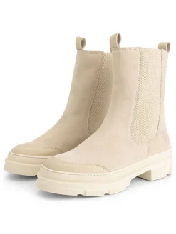 Leren chelseaboots beige