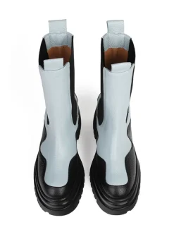 Leren chelseaboots lichtblauw/zwart