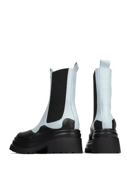Leren chelseaboots lichtblauw/zwart