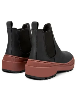 Leren chelseaboots zwart/lichtbruin