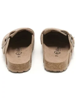 Leren clogs beige