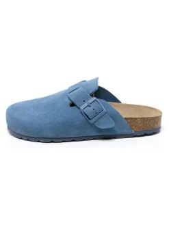 Leren clogs blauw