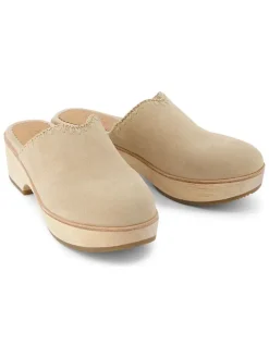Leren clogs crème