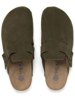 Leren clogs groen
