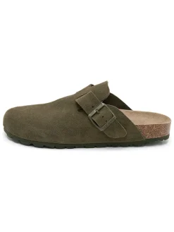 Leren clogs groen