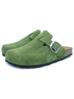 Leren clogs groen