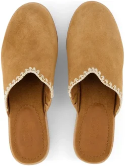 Leren clogs lichtbruin