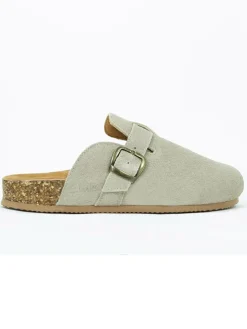 Leren clogs lichtgrijs