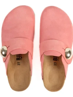 Leren clogs lichtroze