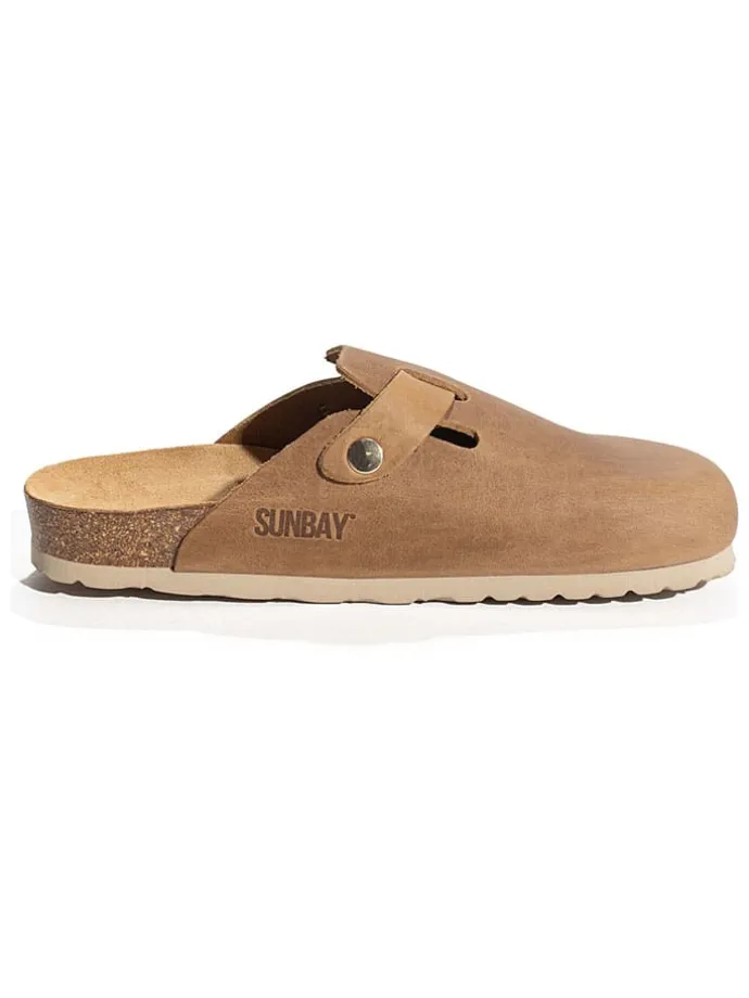 Leren clogs "Molky" lichtbruin