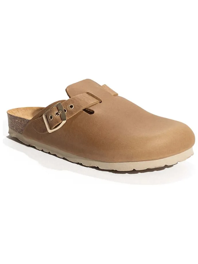 Leren clogs "Molky" lichtbruin