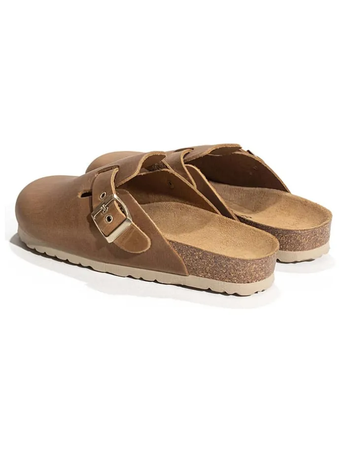 Leren clogs "Molky" lichtbruin
