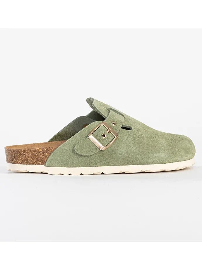 Leren clogs "Molky" lichtgroen