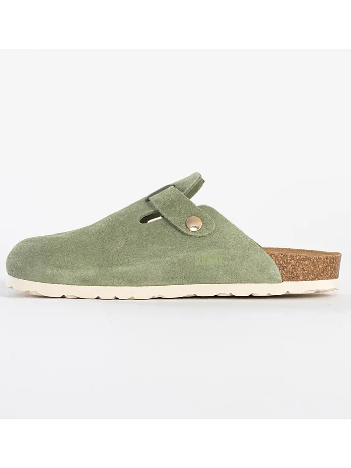 Leren clogs "Molky" lichtgroen