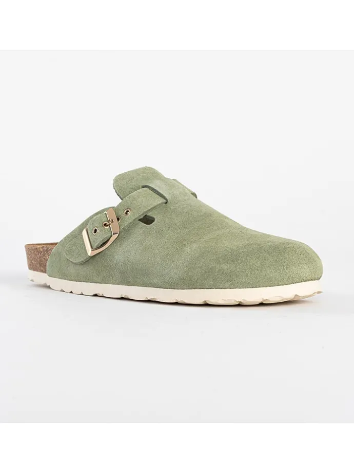 Leren clogs "Molky" lichtgroen
