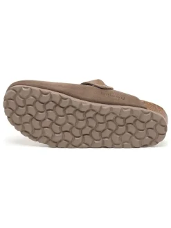 Leren clogs taupe