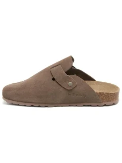 Leren clogs taupe