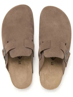 Leren clogs taupe