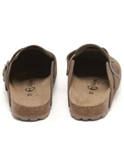 Leren clogs taupe