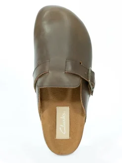 Leren clogs taupe