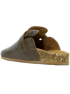Leren clogs taupe